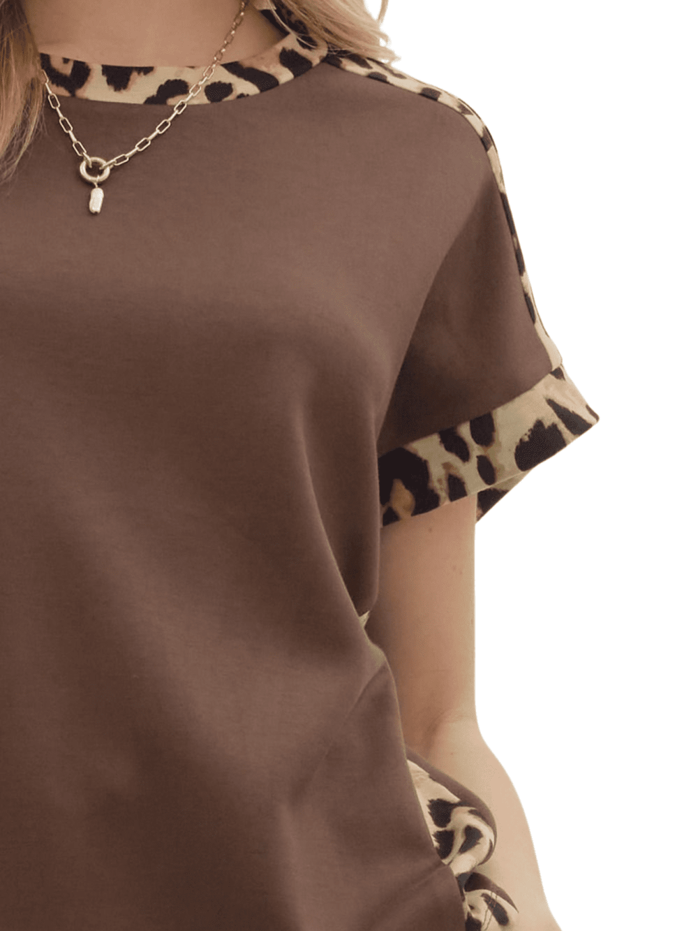 Leopard Trim Top - High Call Outfitters