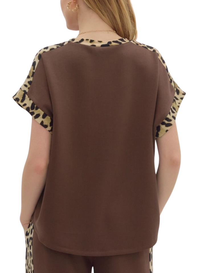 Leopard Trim Top - High Call Outfitters