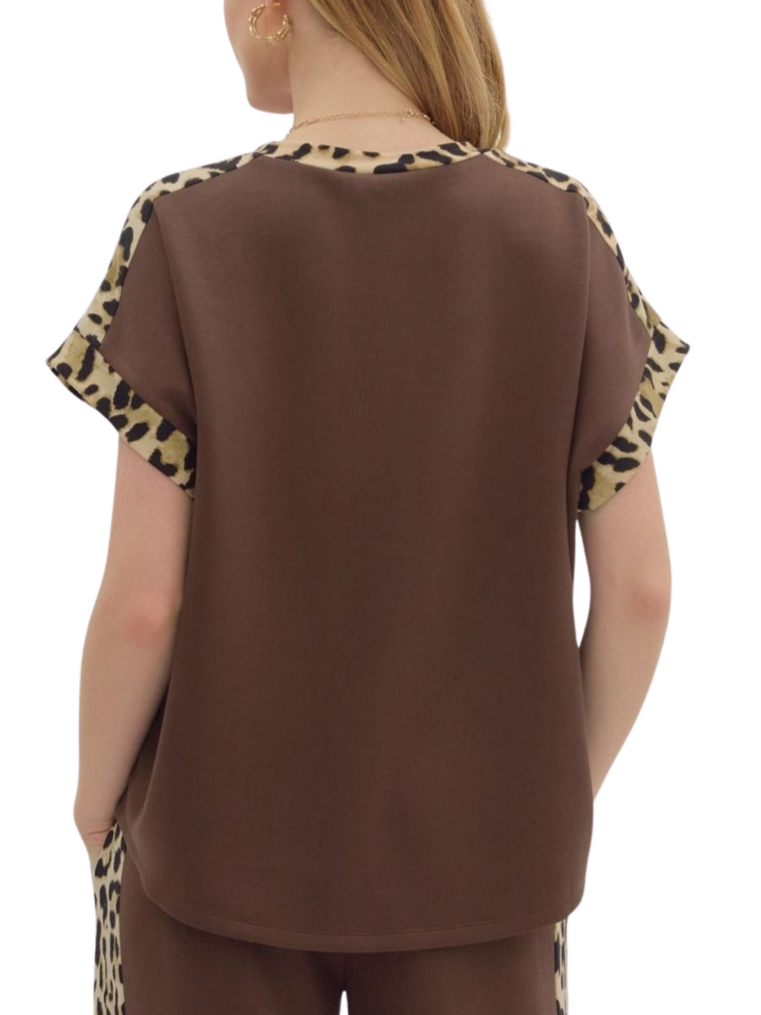 Leopard Trim Top