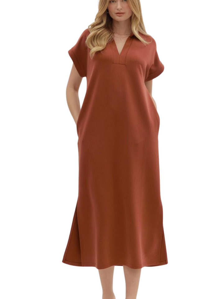 Solid Midi Dress