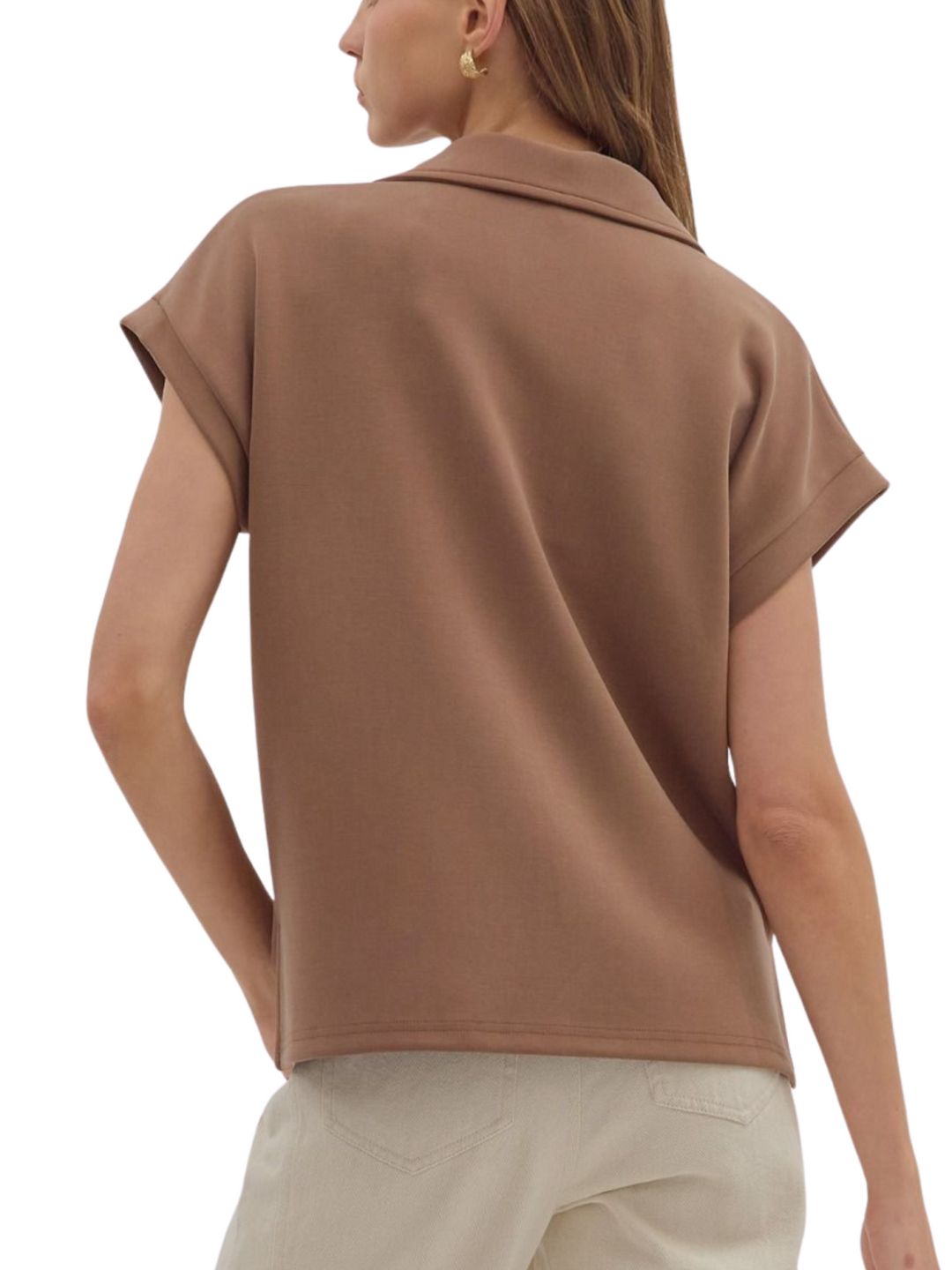 Solid Knit Collared Top