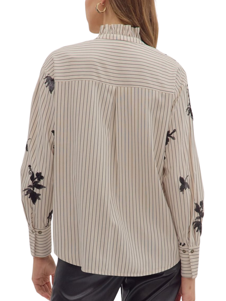 Sequin Embellished Stripe Top