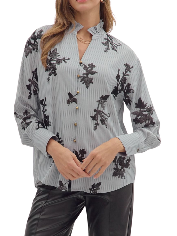 Sequin Embellished Stripe Top