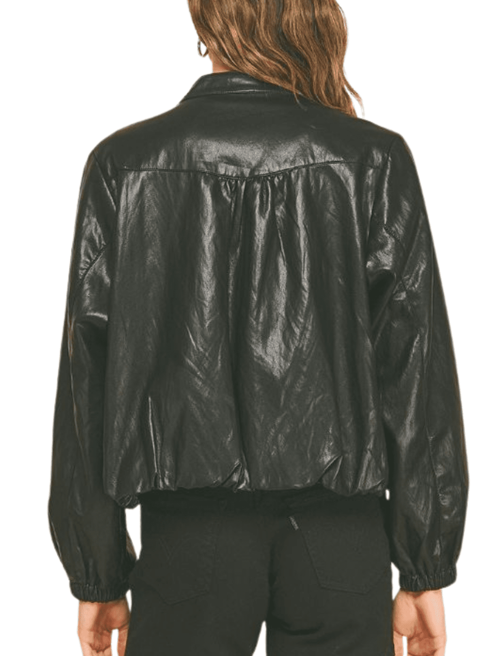 Faux Leather Bomber Jacket - High Call Outfitters