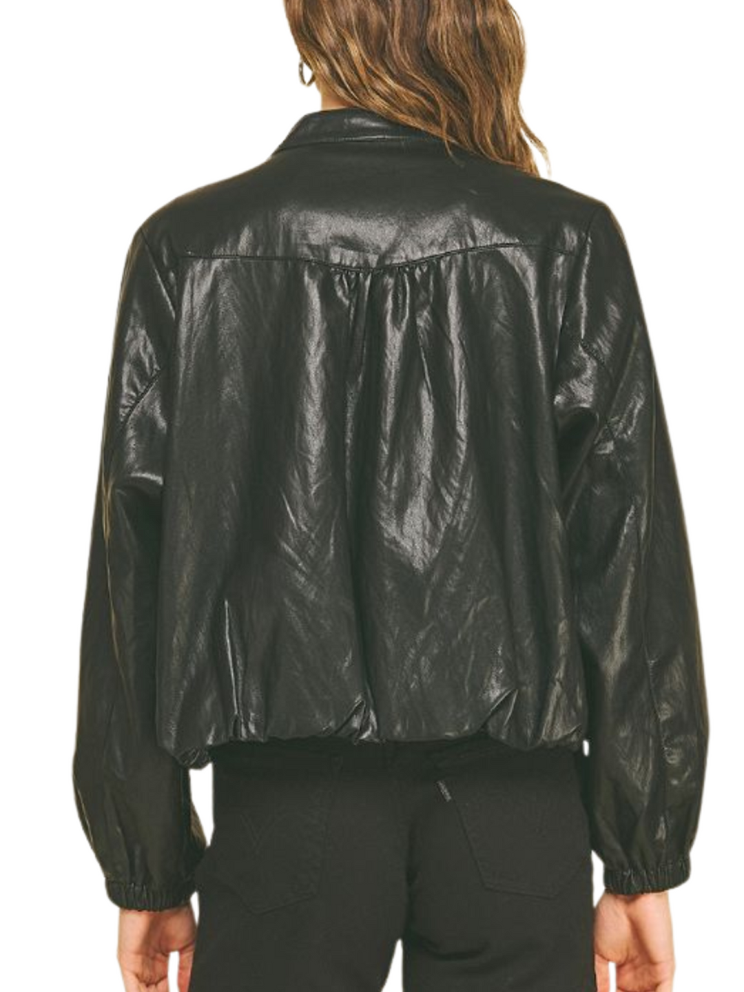Faux Leather Bomber Jacket