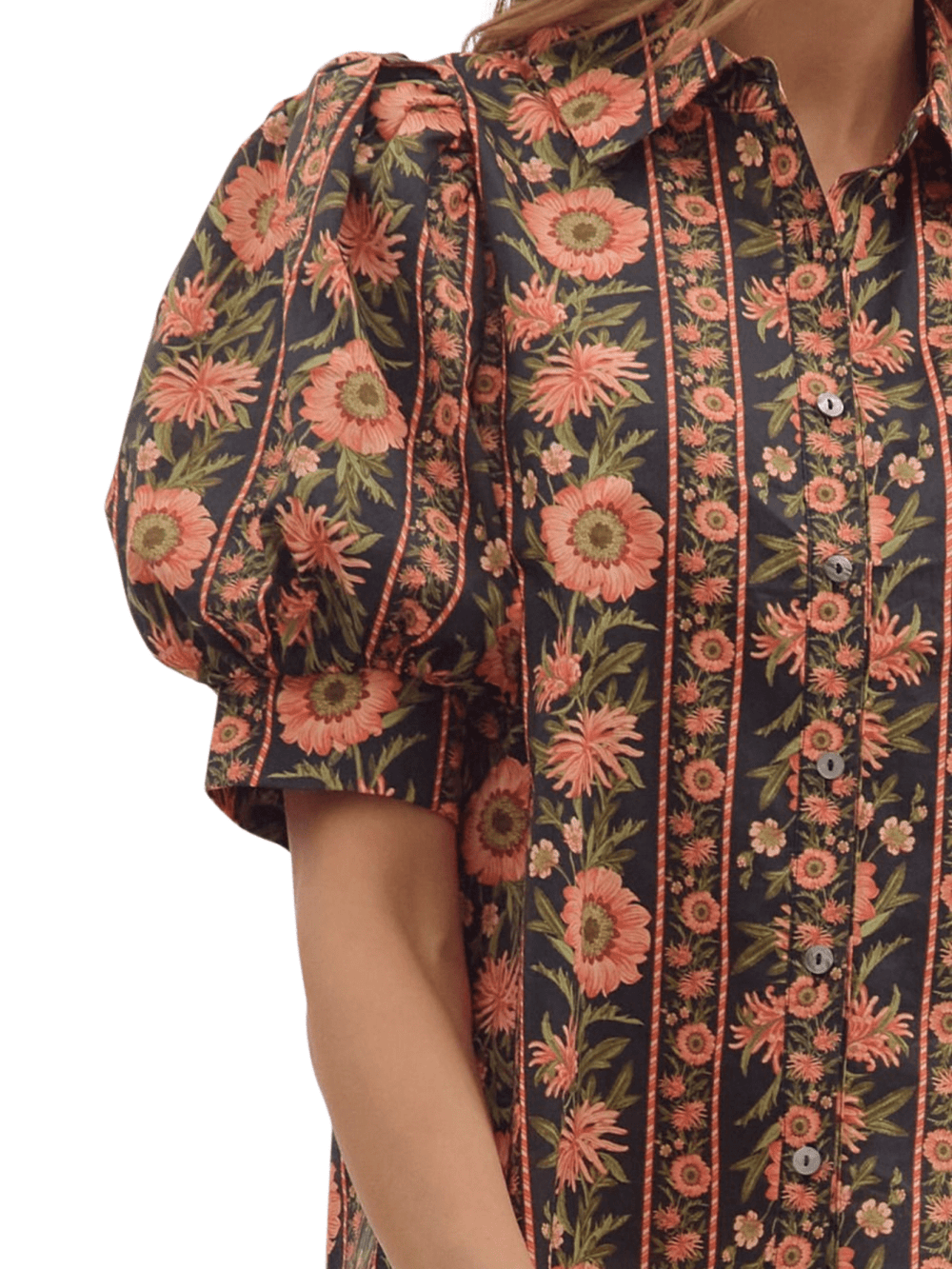 Puff Sleeve Print Top - High Call Outfitters