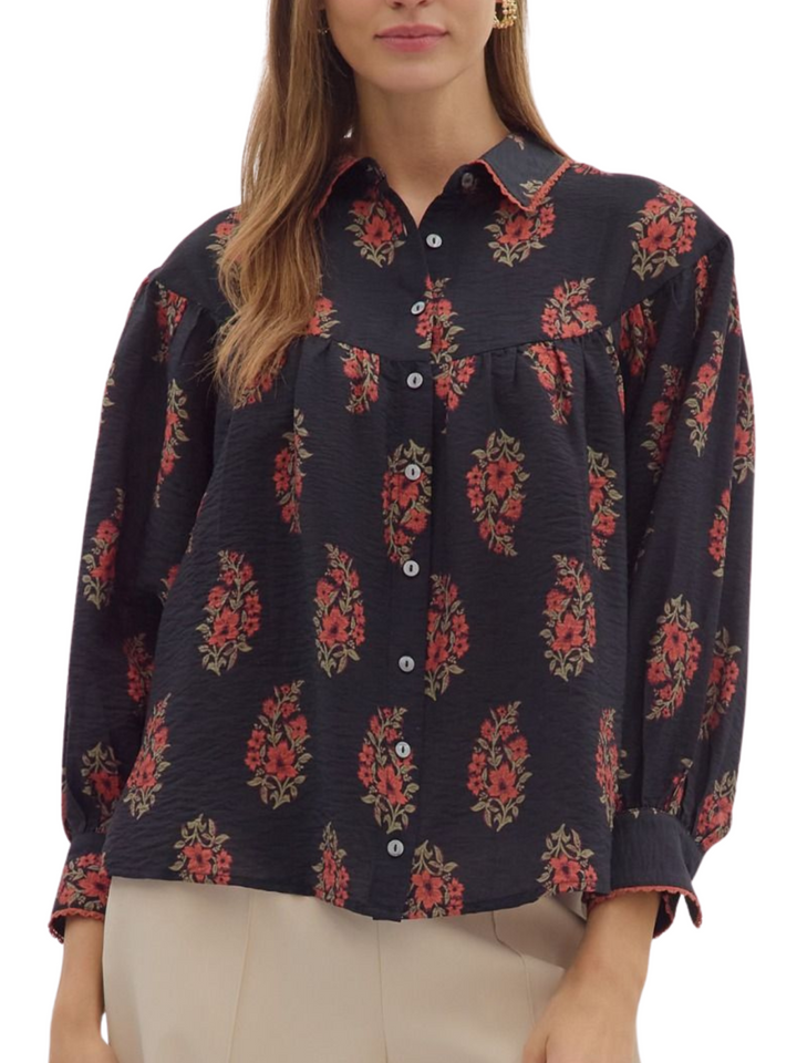 Floral Print Button Down Shirt