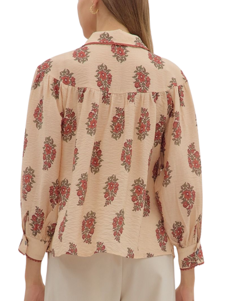 Floral Print Button Down Shirt - High Call Outfitters