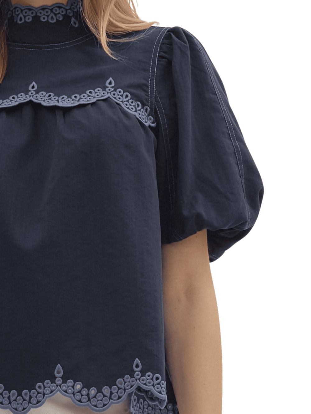 Embroidered Edge Detailed Top - High Call Outfitters