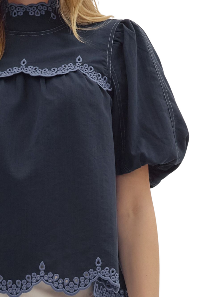 Embroidered Edge Detailed Top