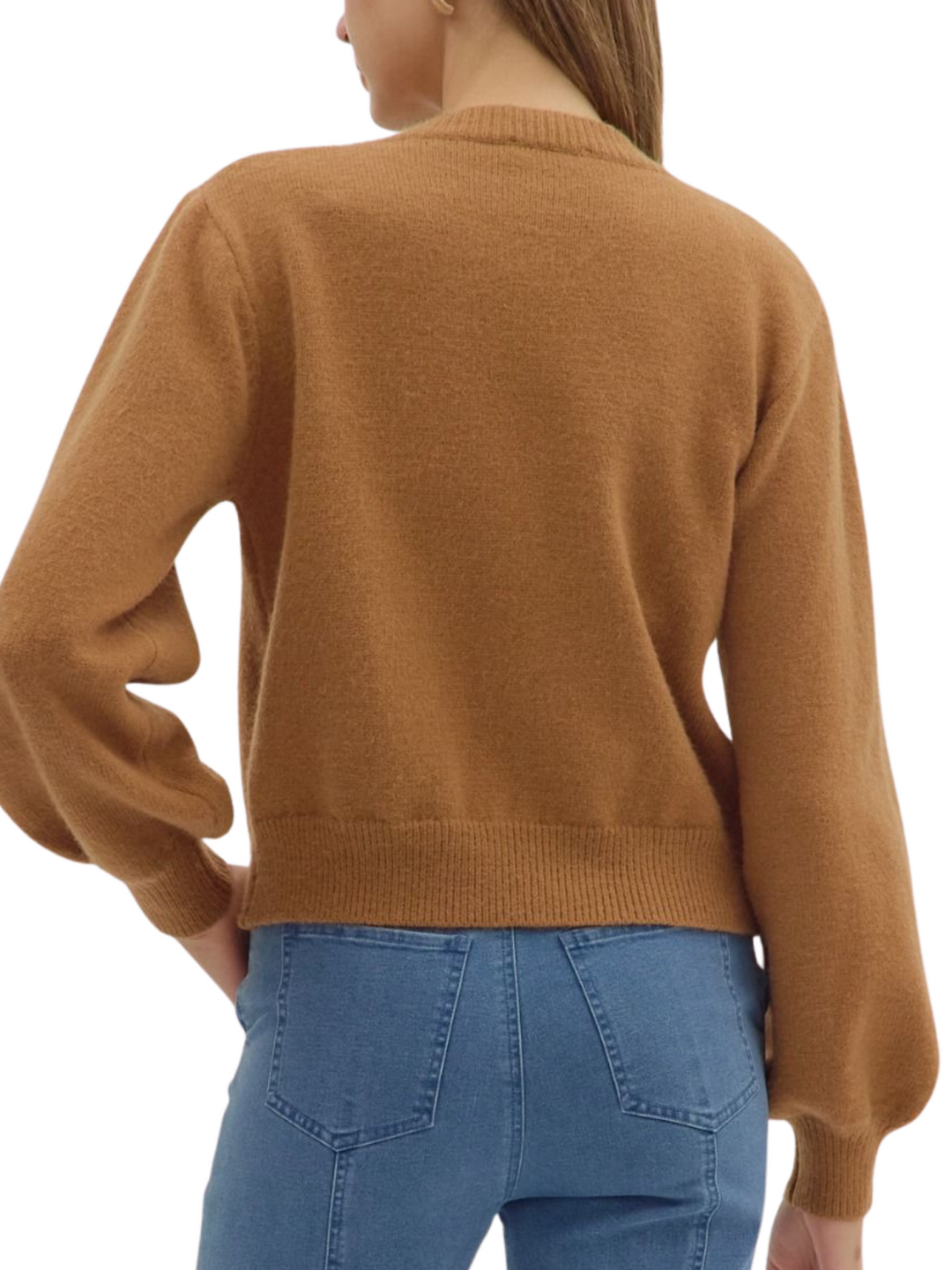 Looped Trim Detail Cardigan Sweater