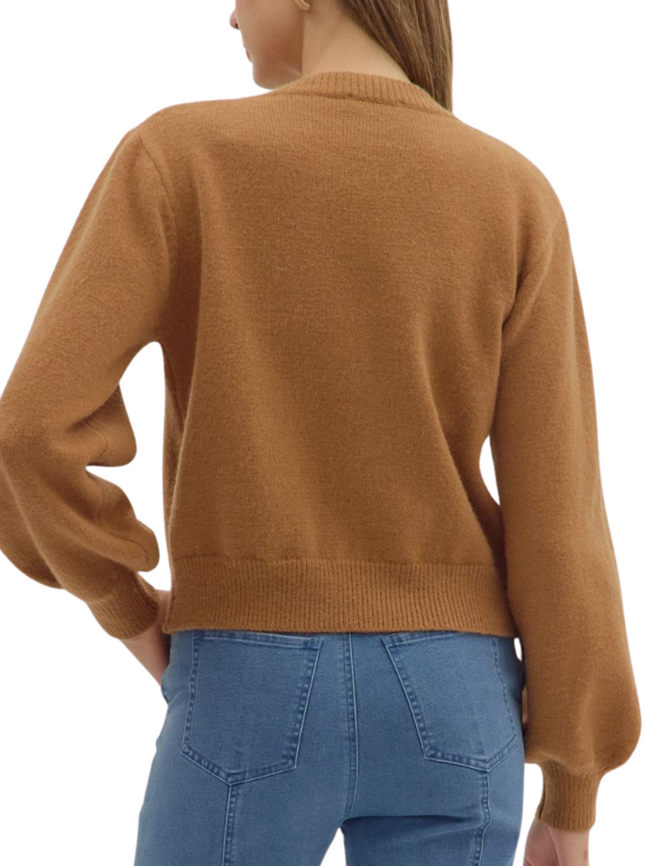 Looped Trim Detail Cardigan Sweater