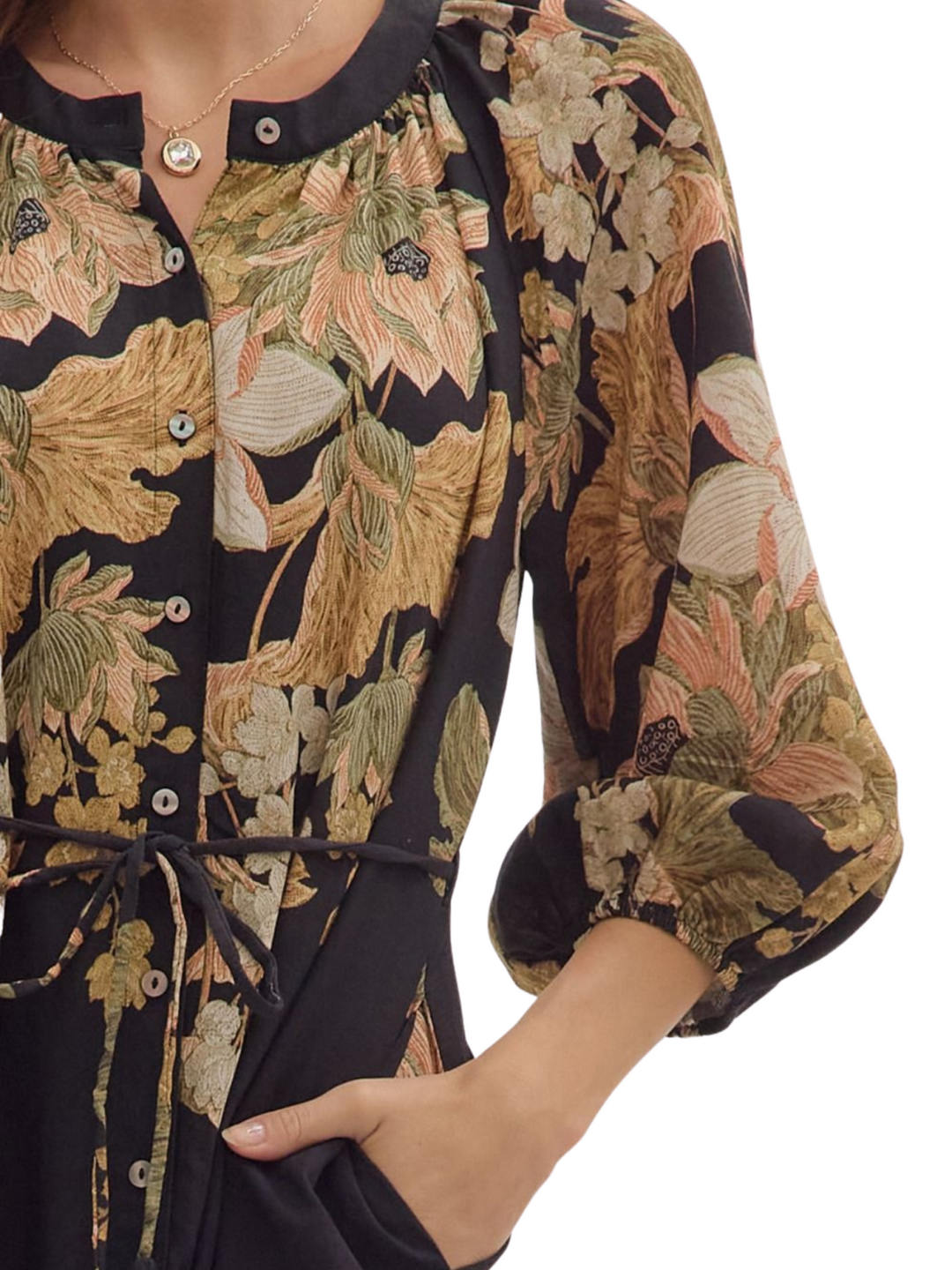 Floral Border Midi Dress