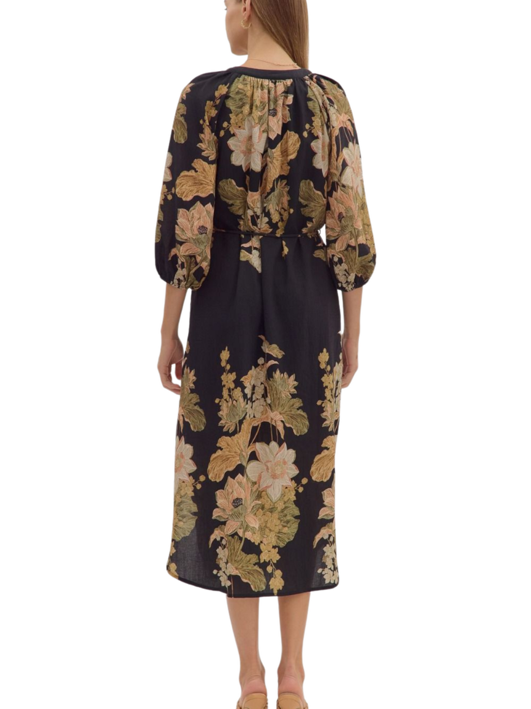 Floral Border Midi Dress
