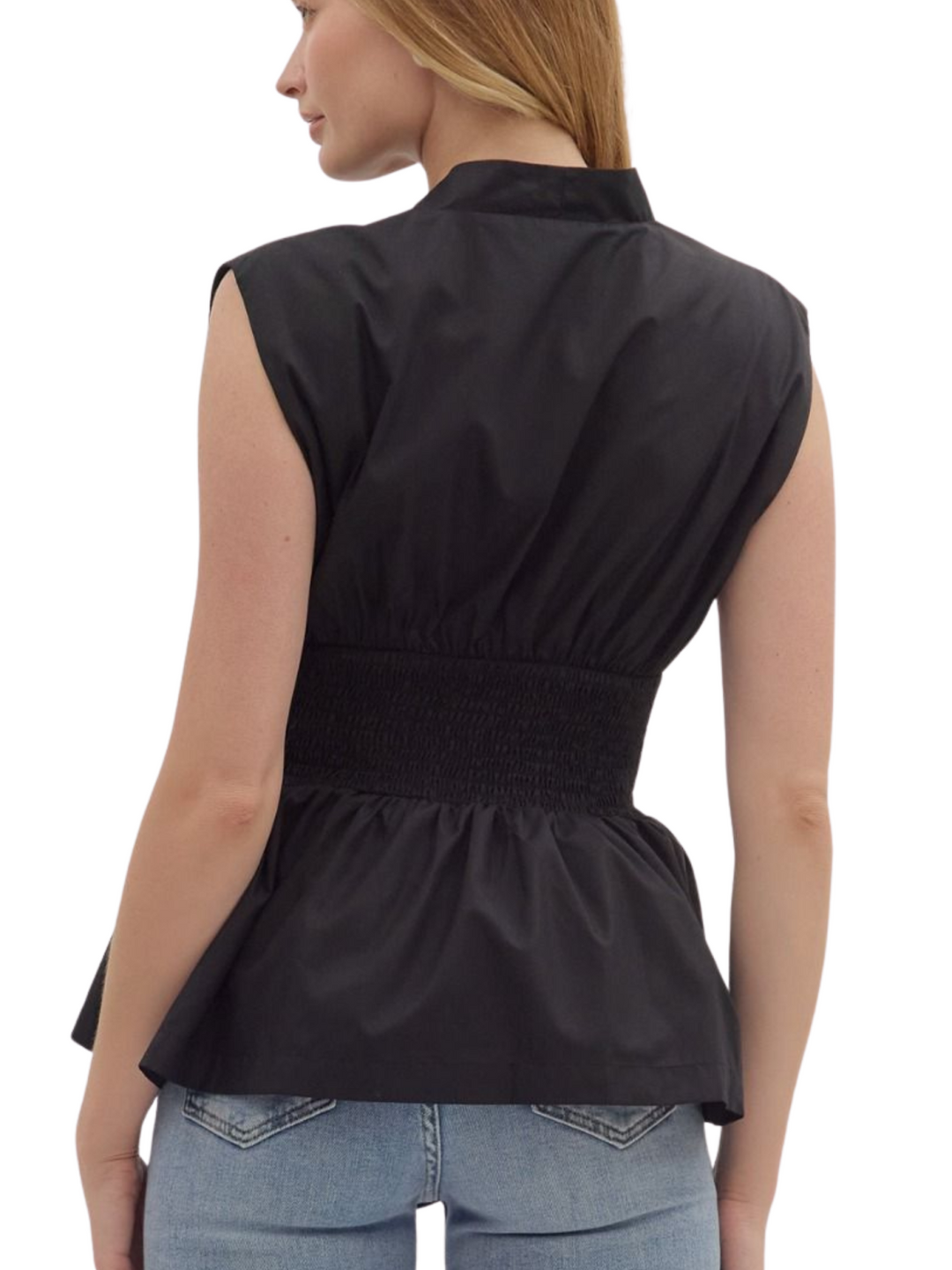 Zip Front Smocked Top