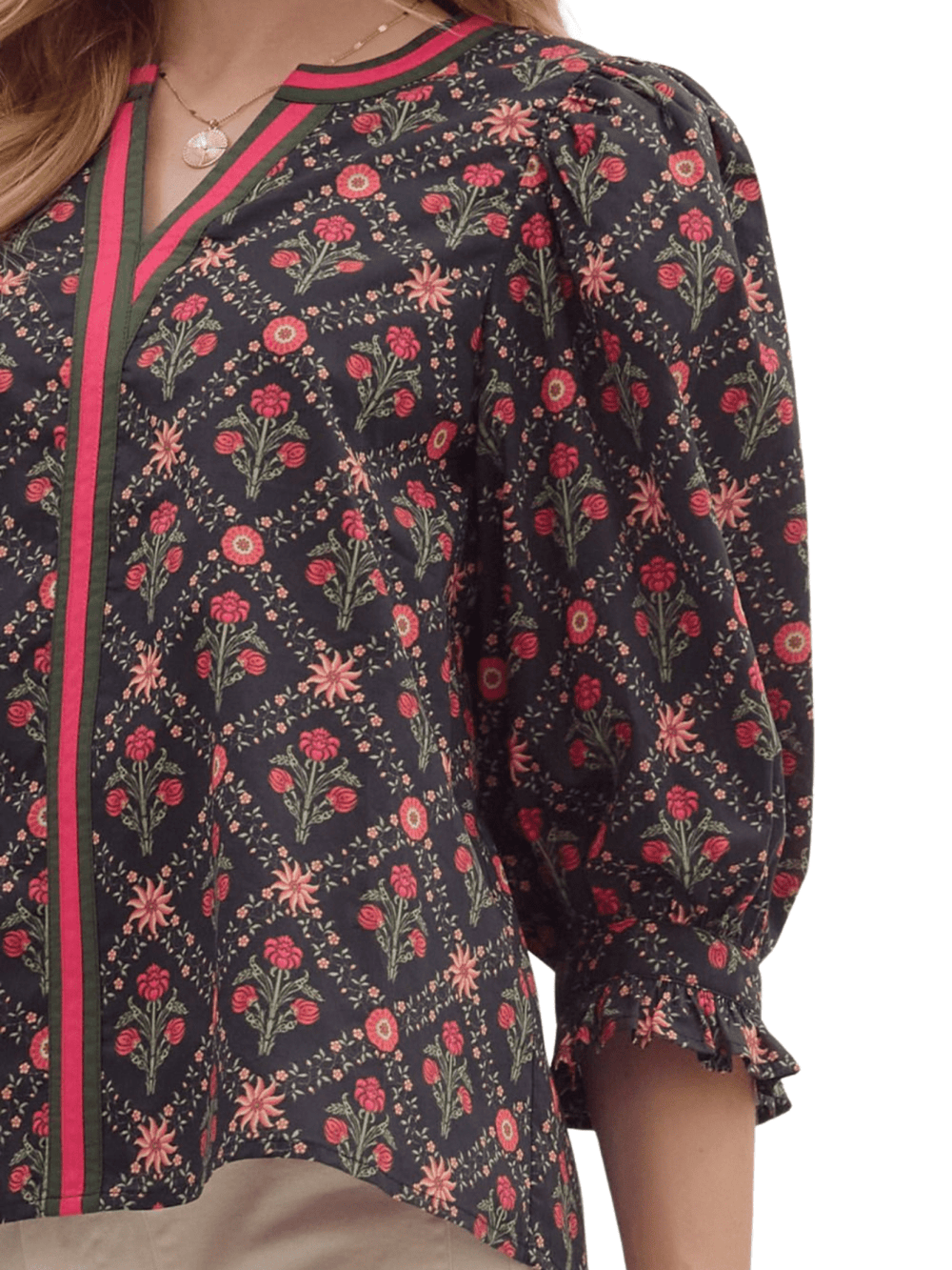 Botanical 3/4 Sleeve Top - High Call Outfitters