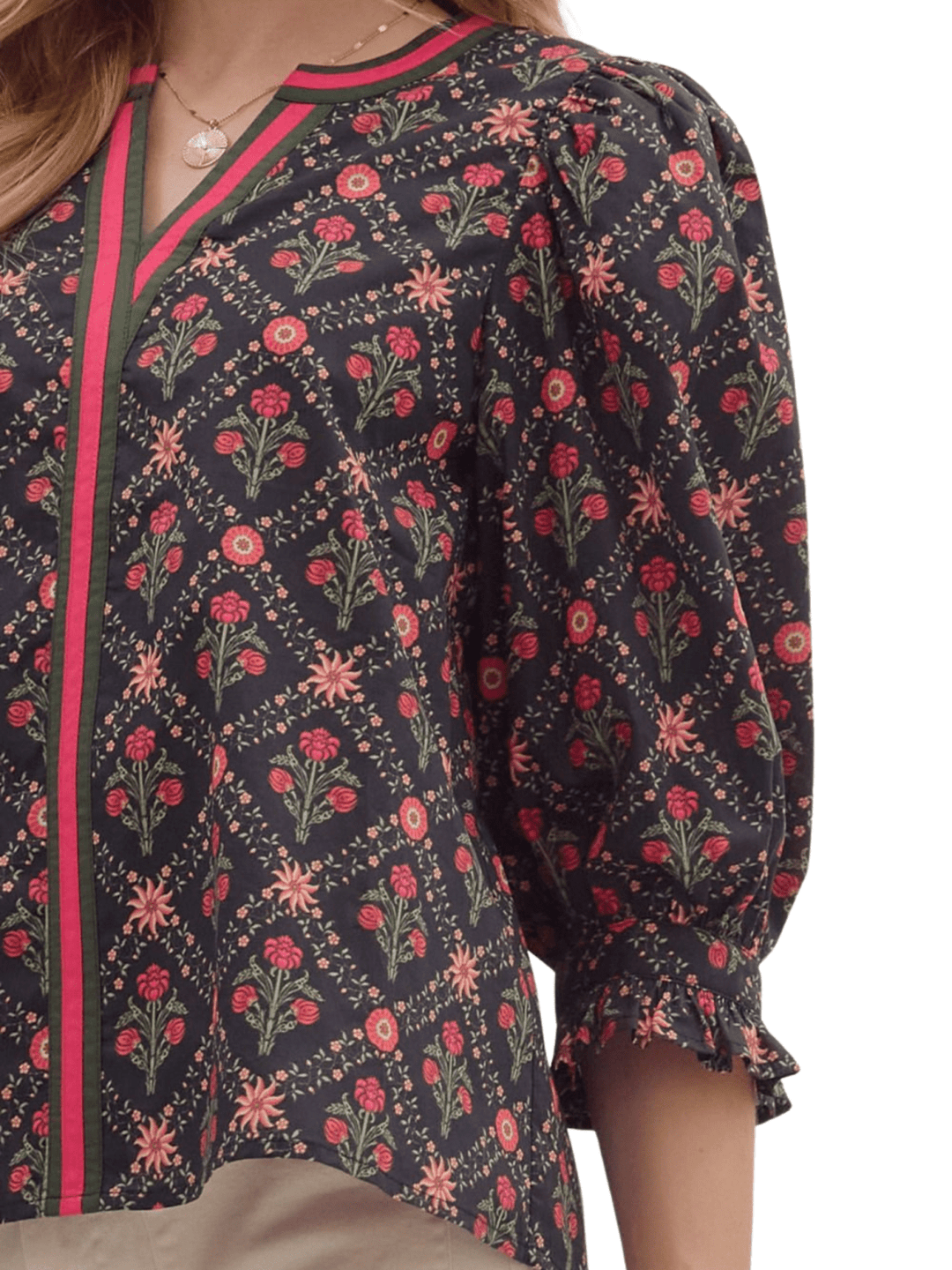 Botanical 3/4 Sleeve Top - High Call Outfitters