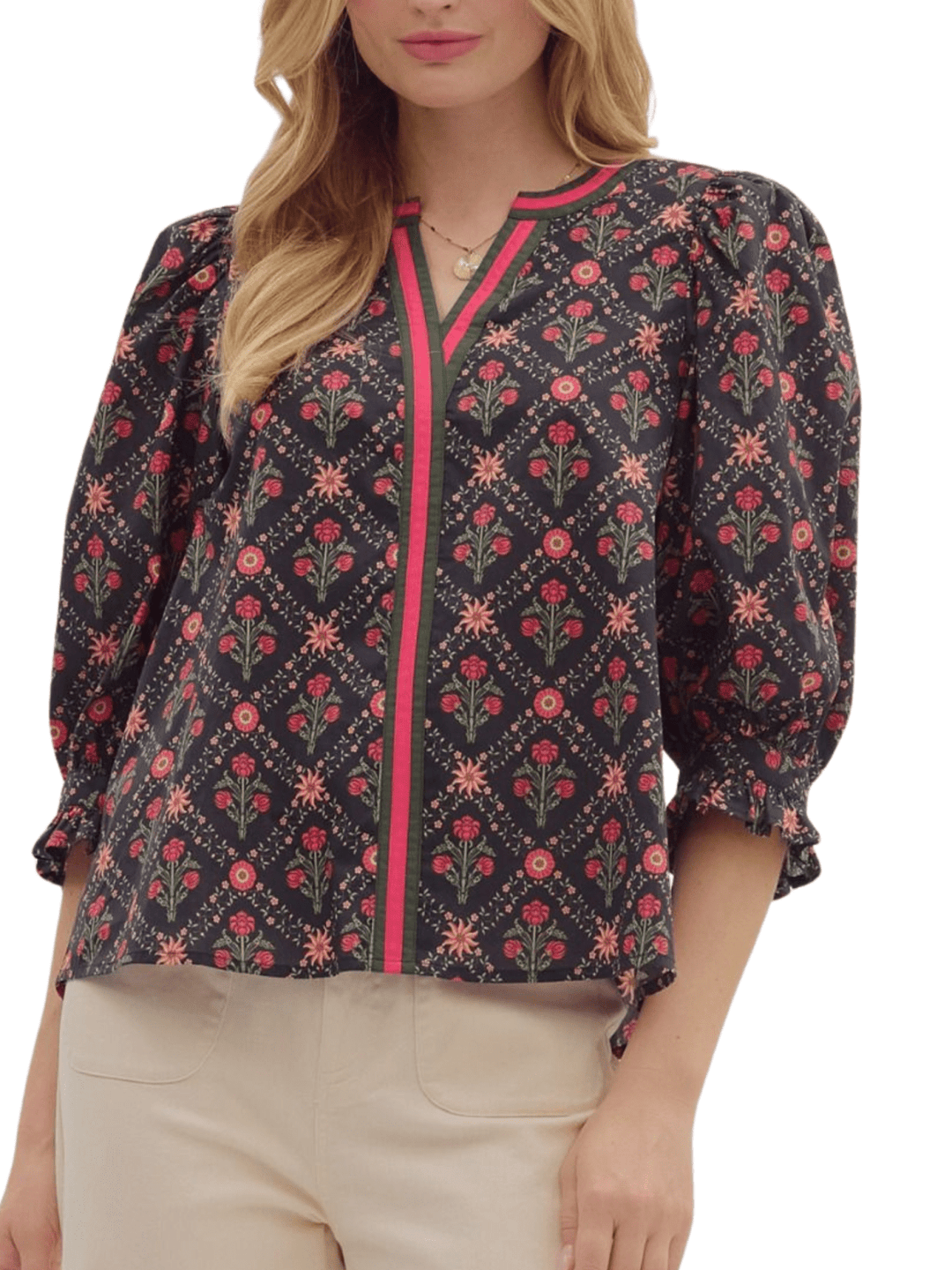Botanical 3/4 Sleeve Top - High Call Outfitters