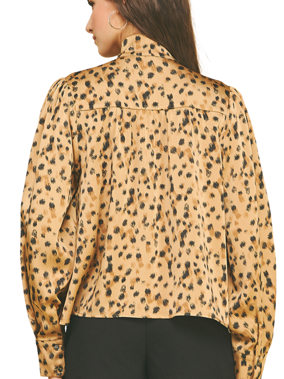 Leopard Tie Front Blouse