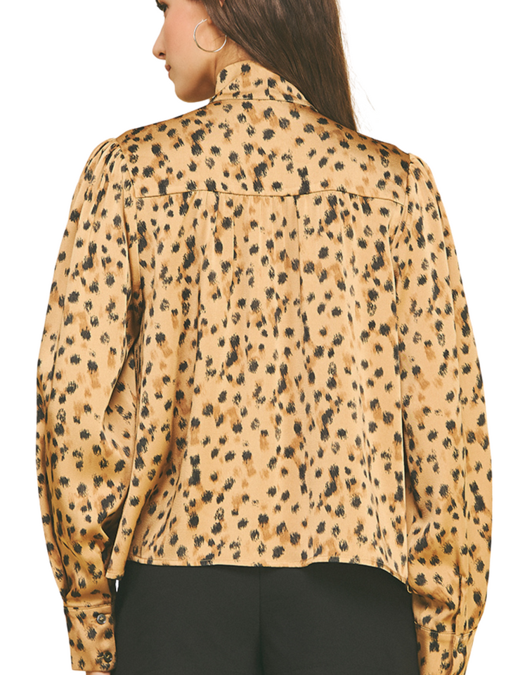Leopard Tie Front Blouse