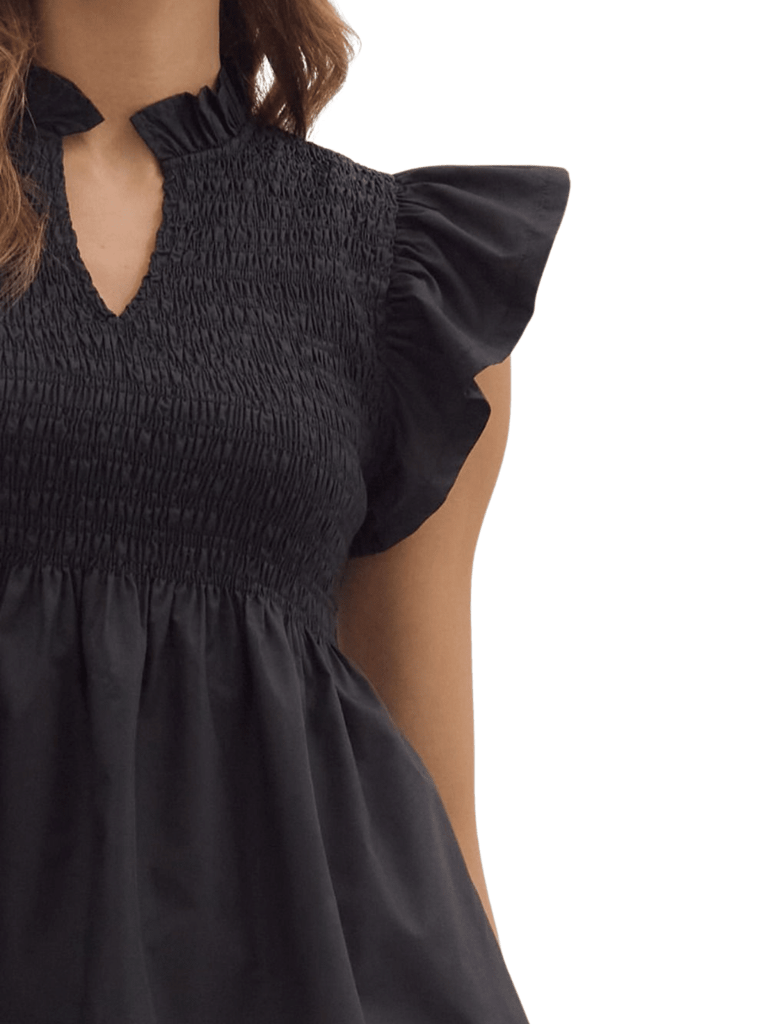 Smocked Flutter Sleeve Top - High Call Outfitters