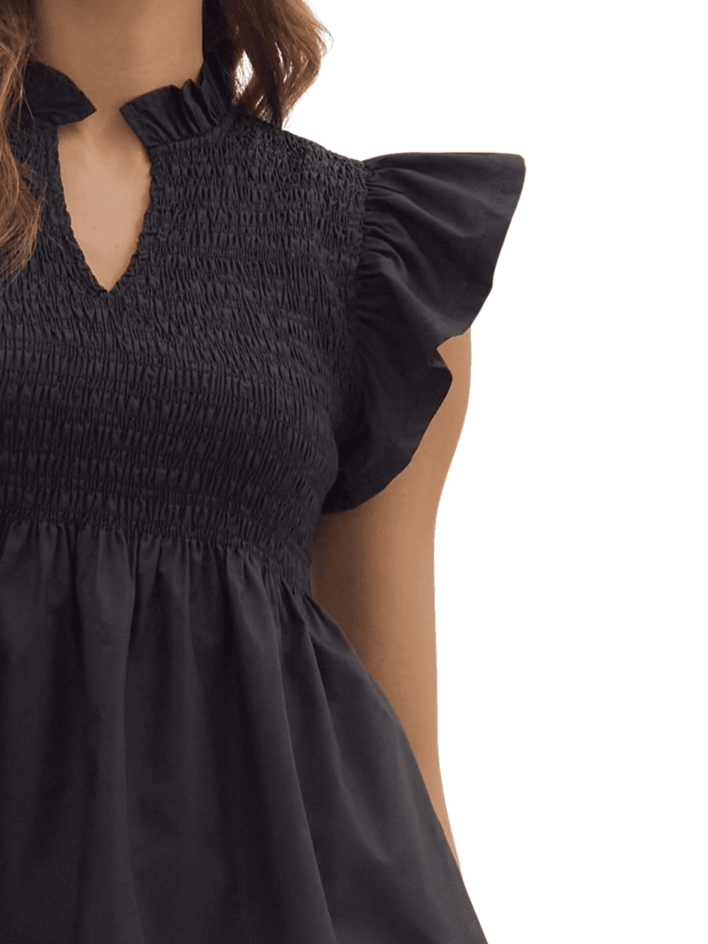 Smocked Flutter Sleeve Top - High Call Outfitters
