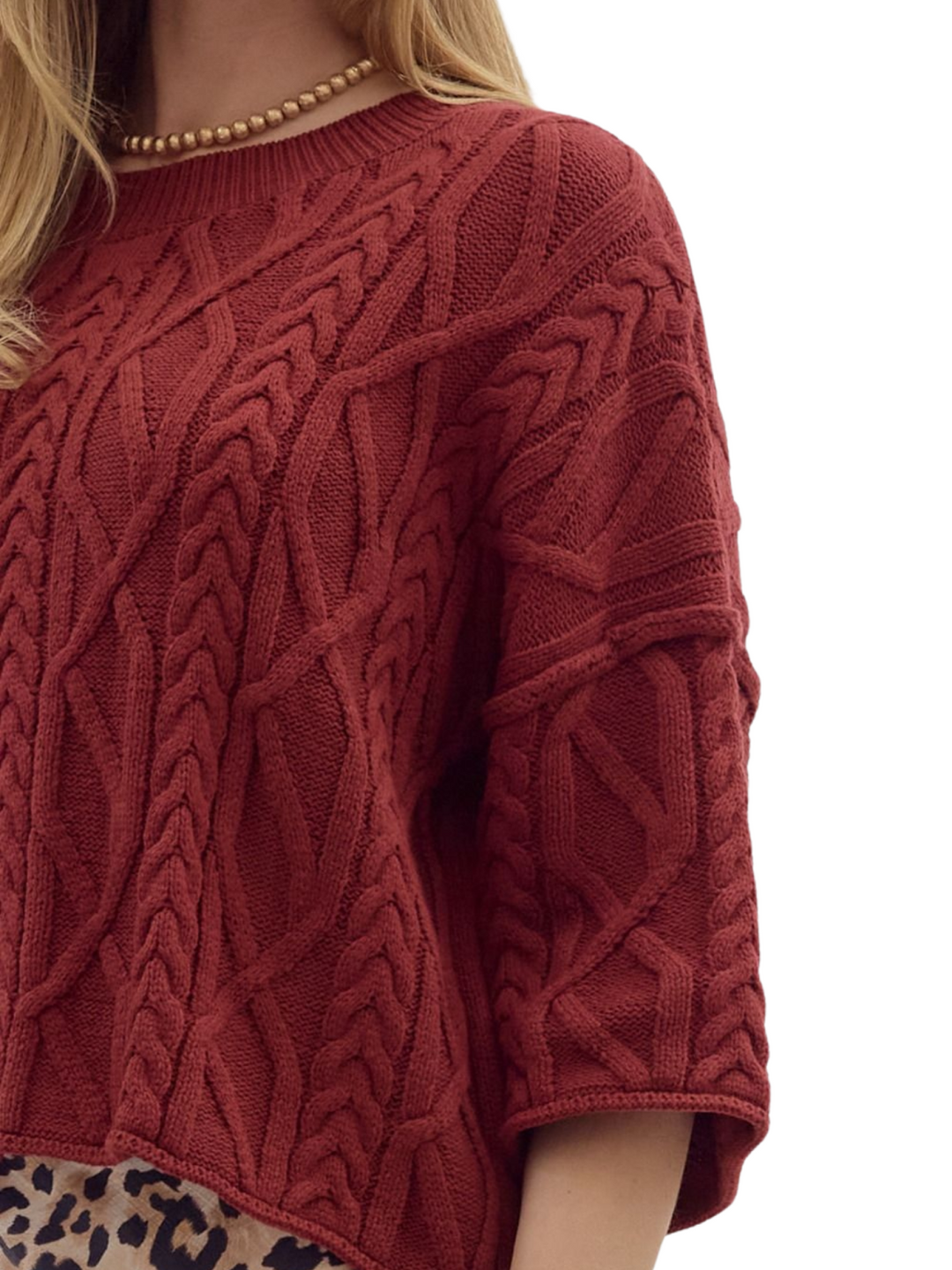 Cable Knit Elbow Sleeve Sweater