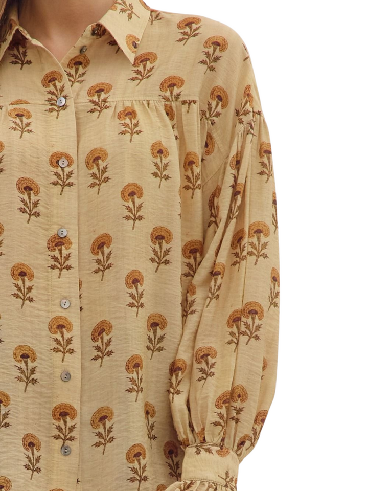 Button Front Vintage Floral Top