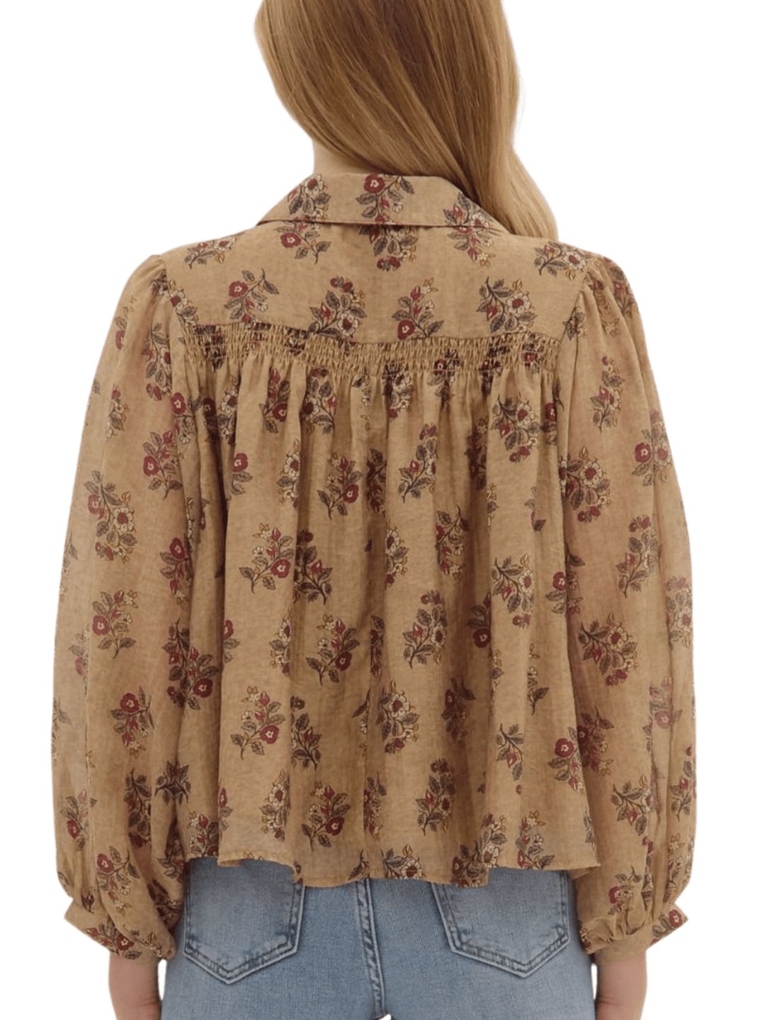 Puff Sleeve Botanical Top - High Call Outfitters