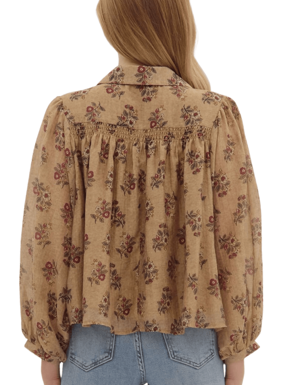 Puff Sleeve Botanical Top - High Call Outfitters