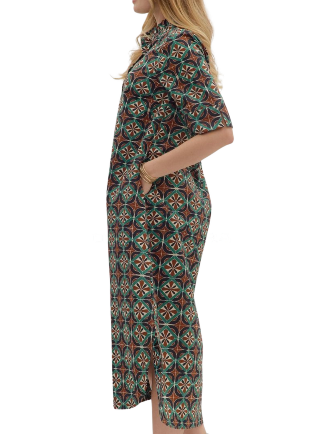 Tile Print Shirt Dress