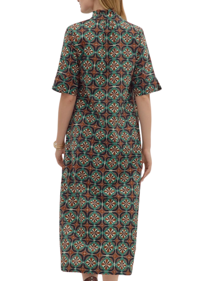 Tile Print Shirt Dress