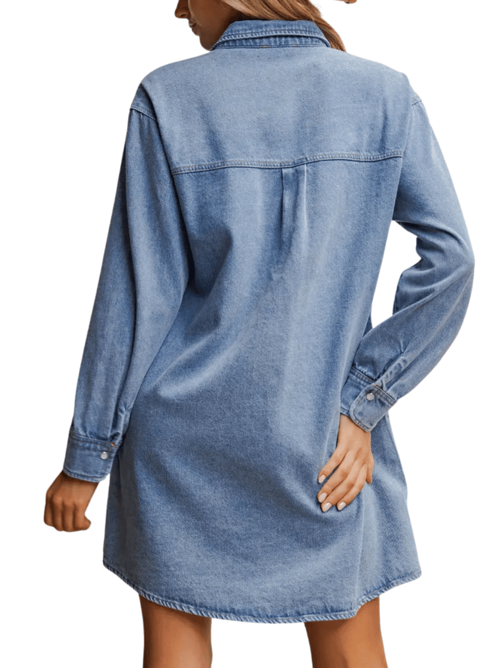 Contrast Yoke Denim Dress - High Call Outfitters