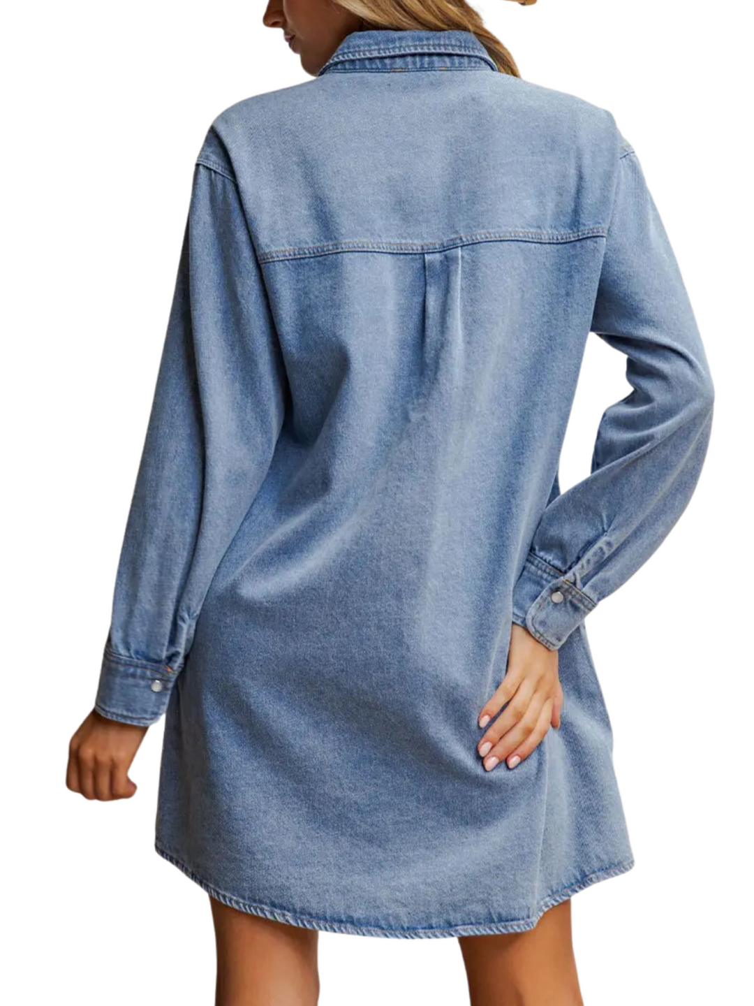 Contrast Yoke Denim Dress