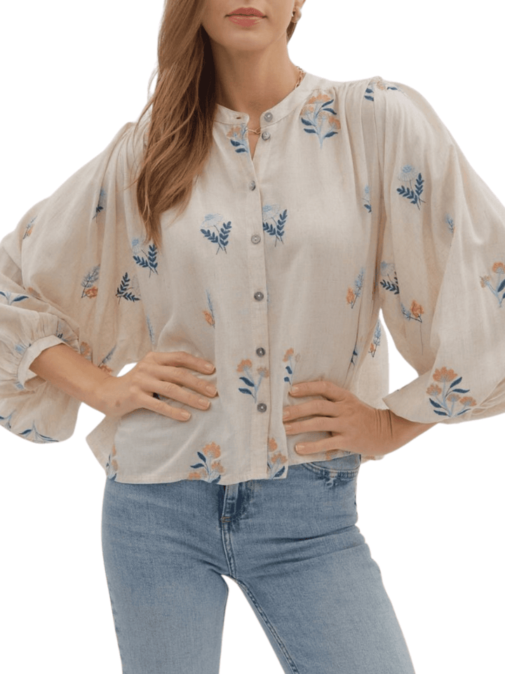 Embroidered Floral Top - High Call Outfitters