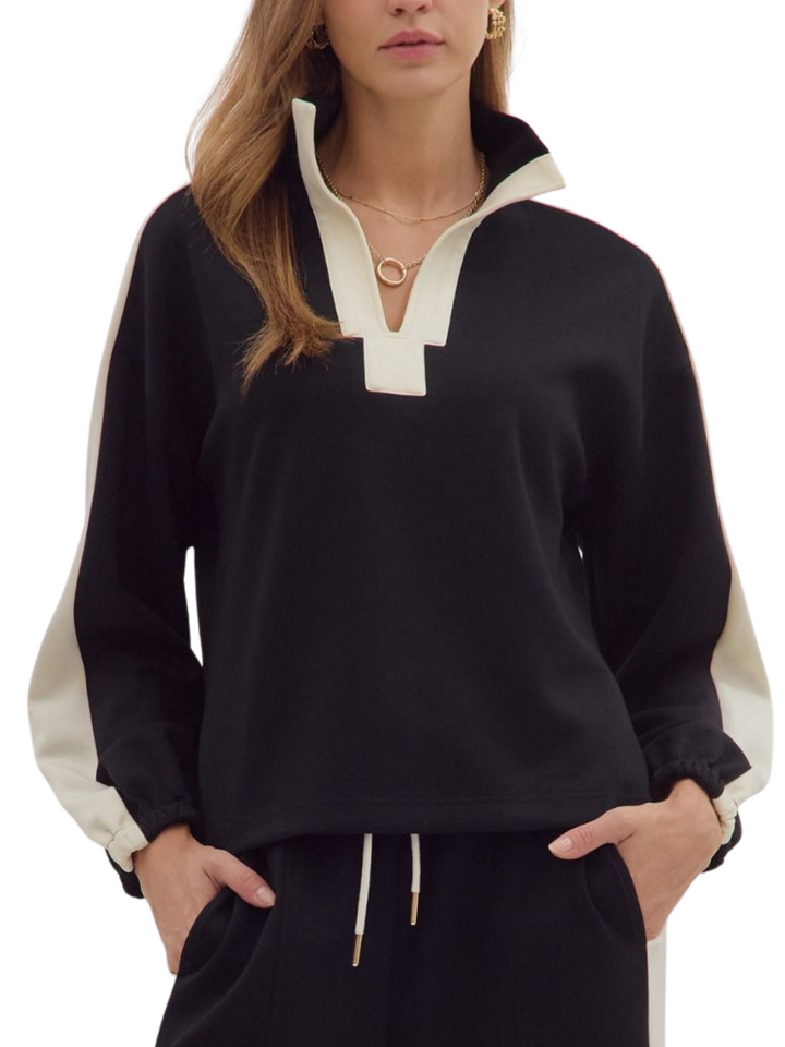 Contrast Trim Lounge Top - High Call Outfitters