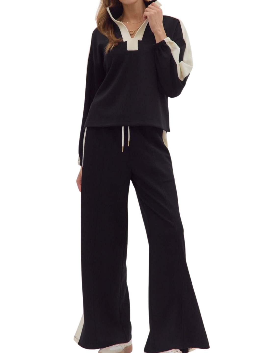 Contrast Trim Lounge Top - High Call Outfitters