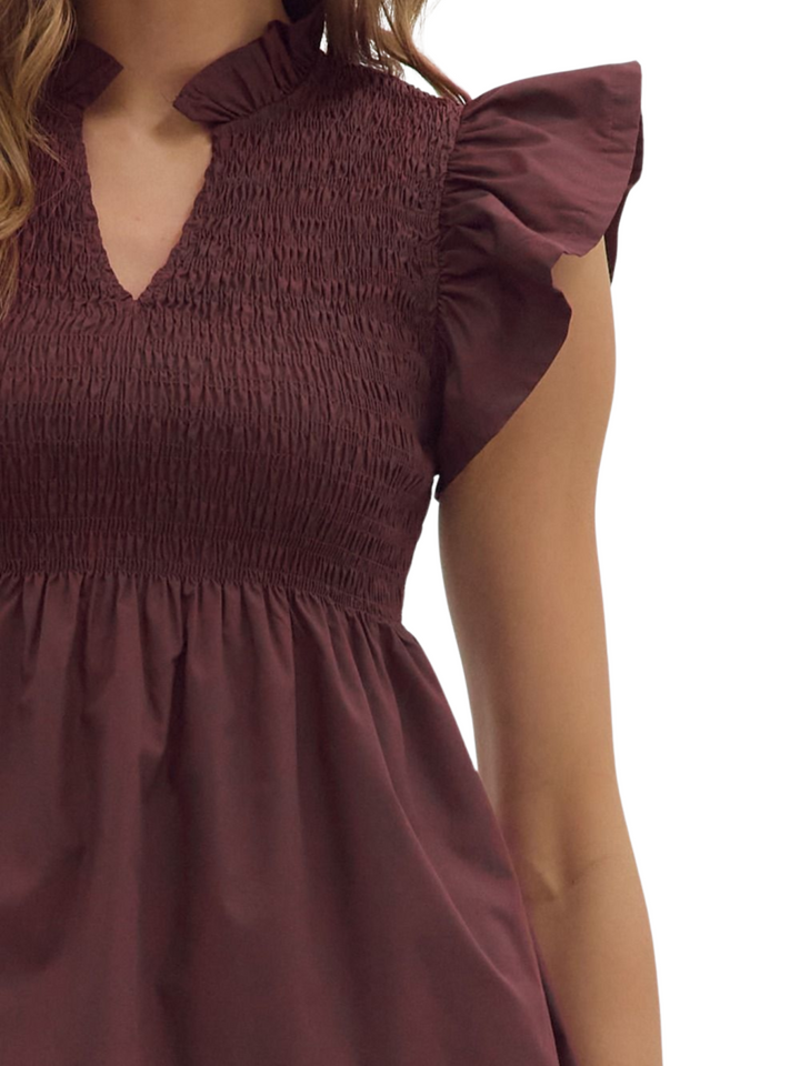 Smocked Flutter Sleeve Top