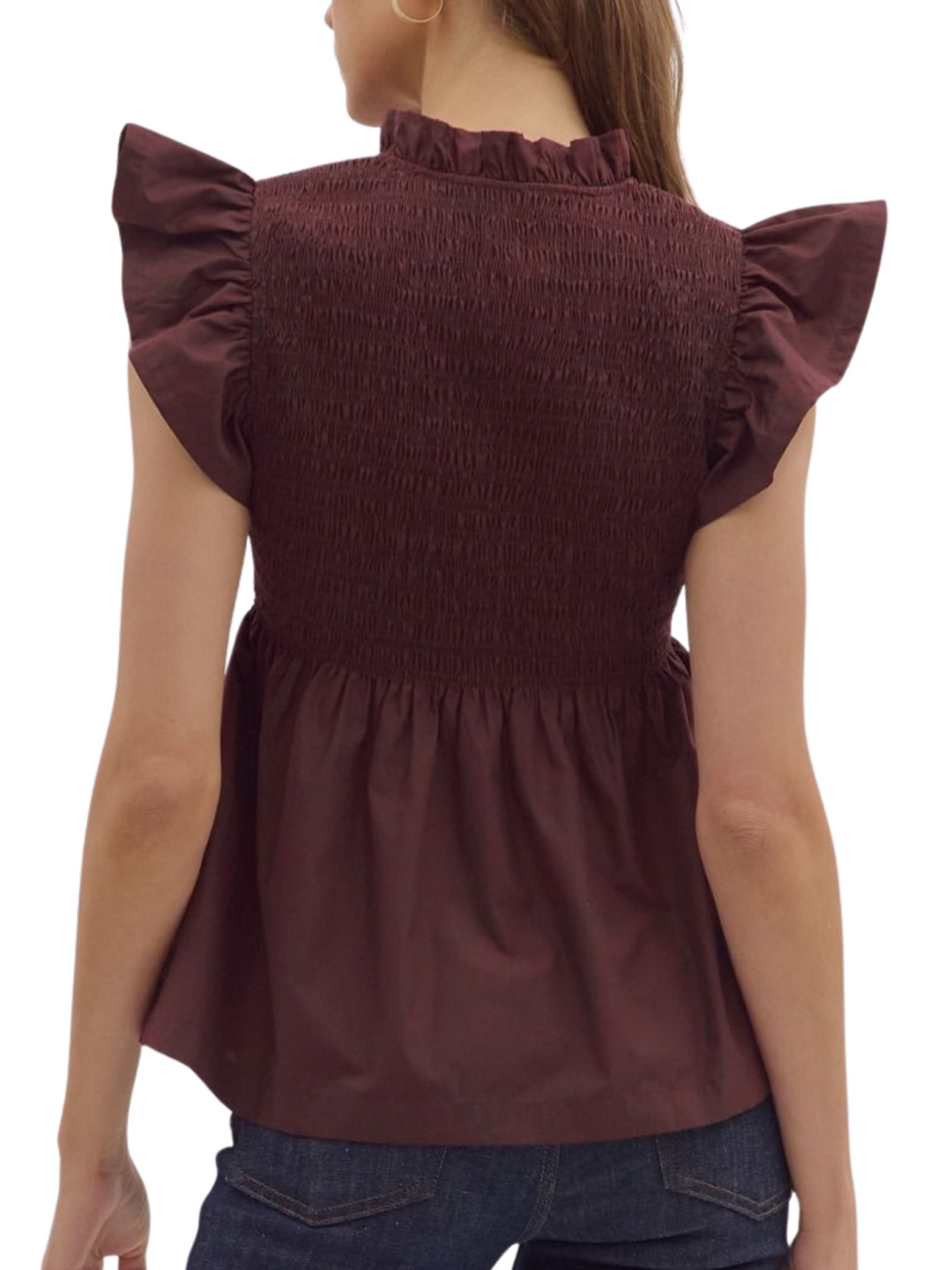 Smocked Flutter Sleeve Top