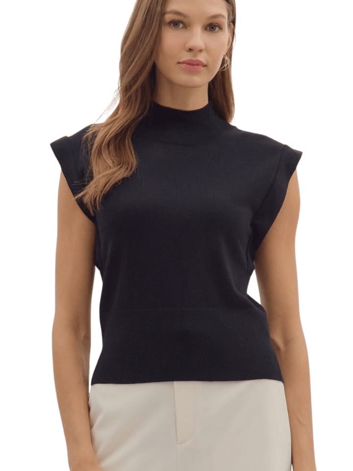 Cap Sleeve Sweater Knit Top - High Call Outfitters