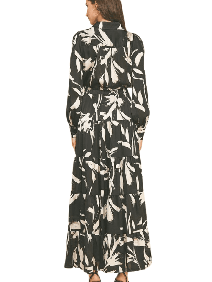 Print Button Down Maxi Dress - High Call Outfitters