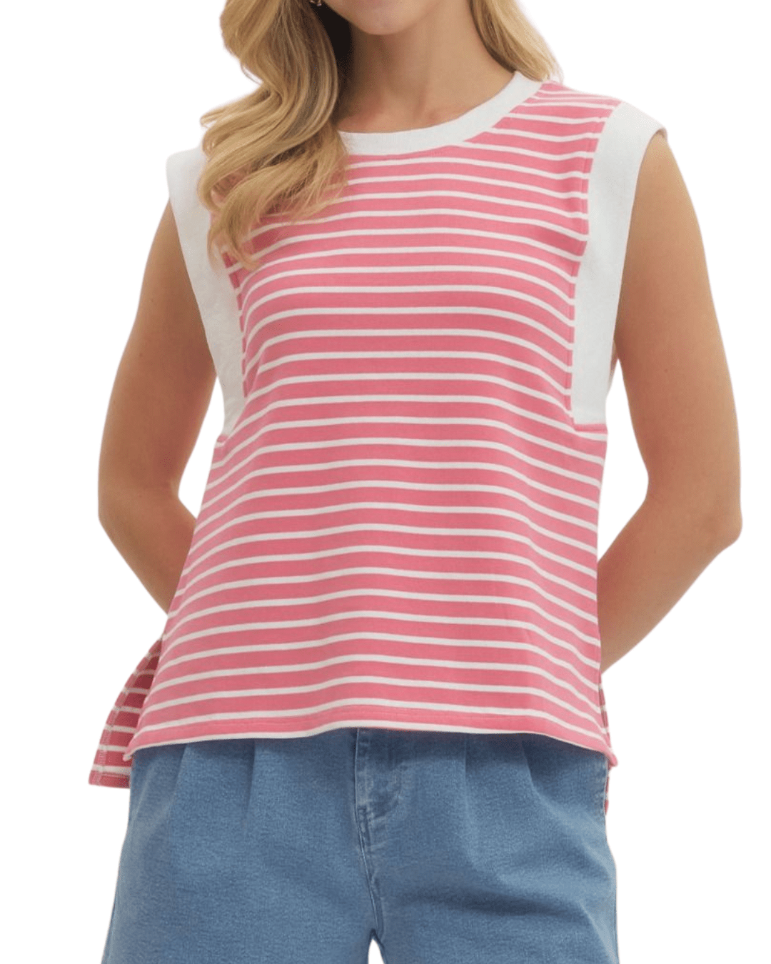 Stripe Sleeveless Knit Top - High Call Outfitters