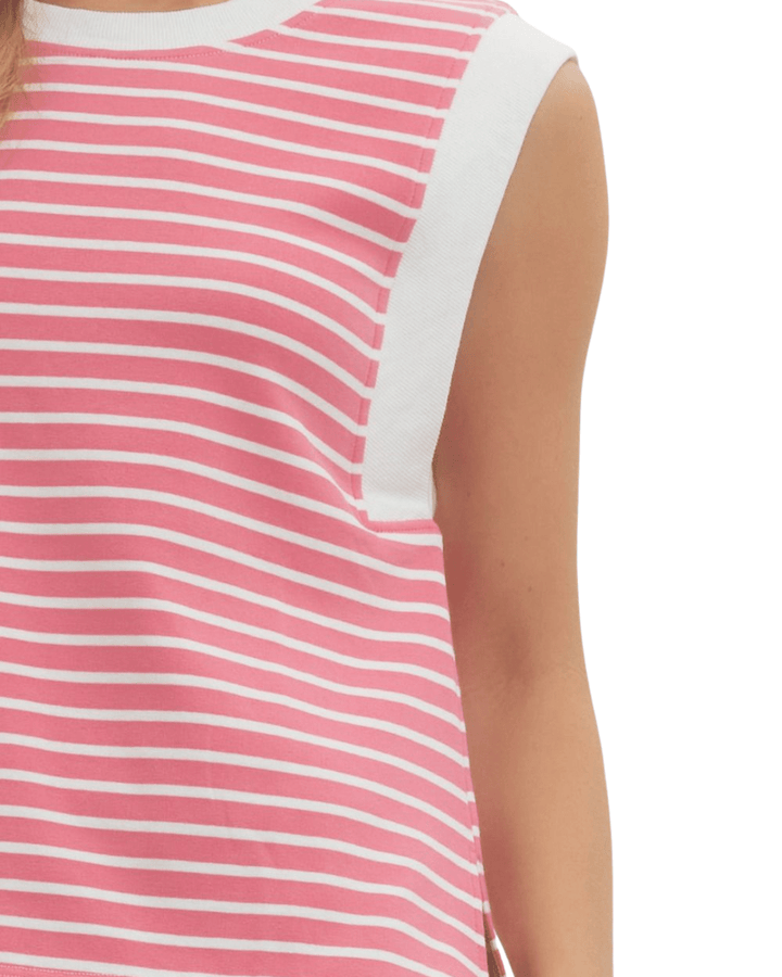 Stripe Sleeveless Knit Top - High Call Outfitters