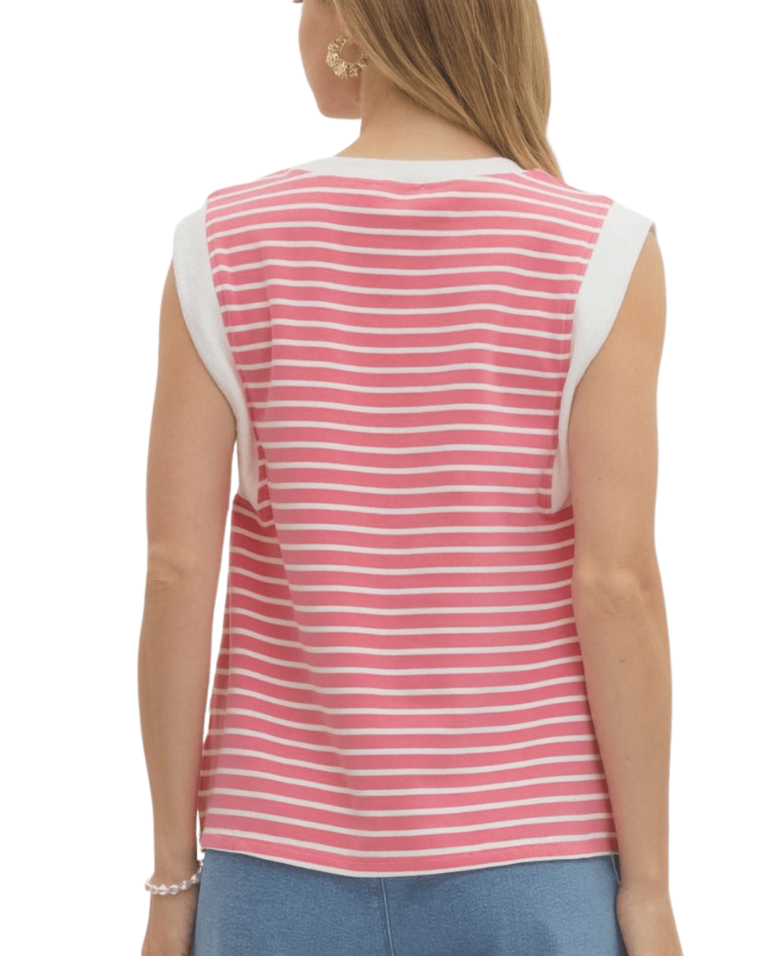 Stripe Sleeveless Knit Top - High Call Outfitters