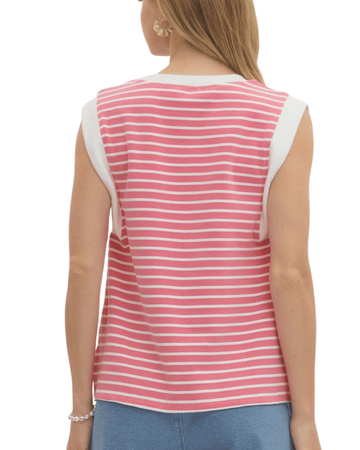 Stripe Sleeveless Knit Top - High Call Outfitters
