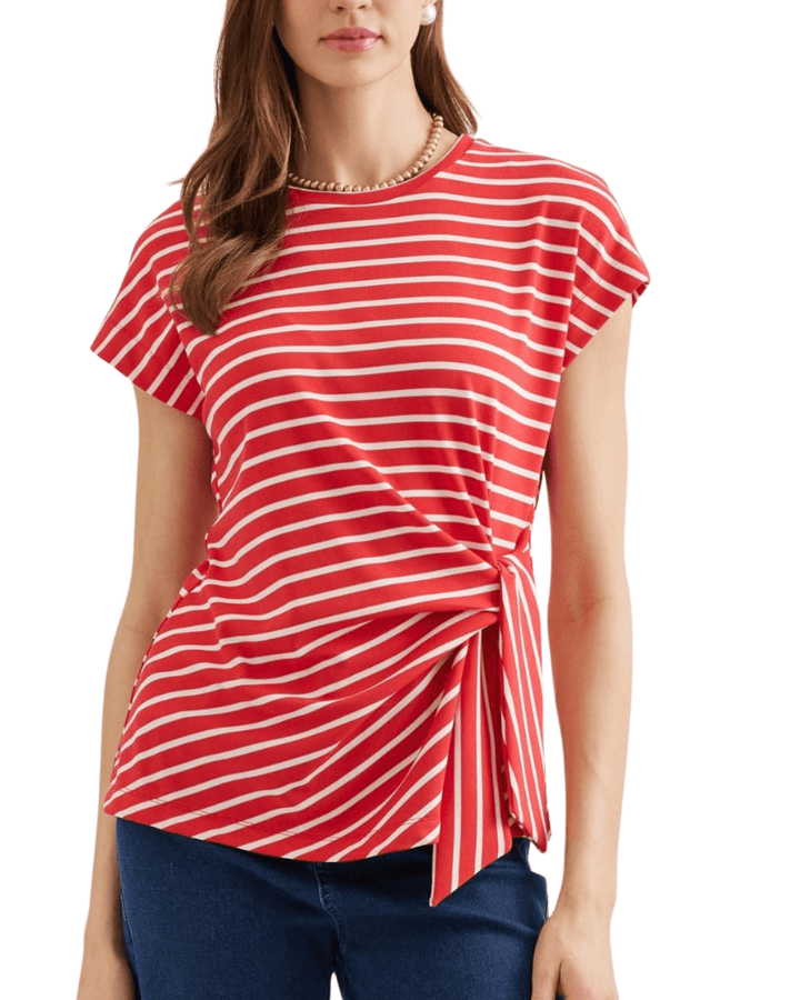 Knot Tie Front Striped Top - High Call Outfitters