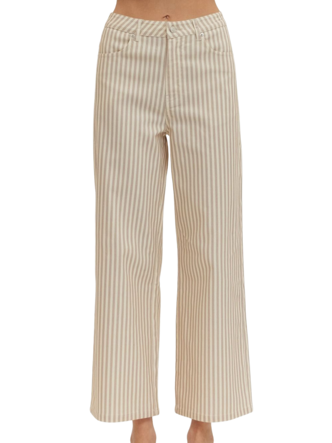Stripe Wide-Leg Cropped Pants - High Call Outfitters
