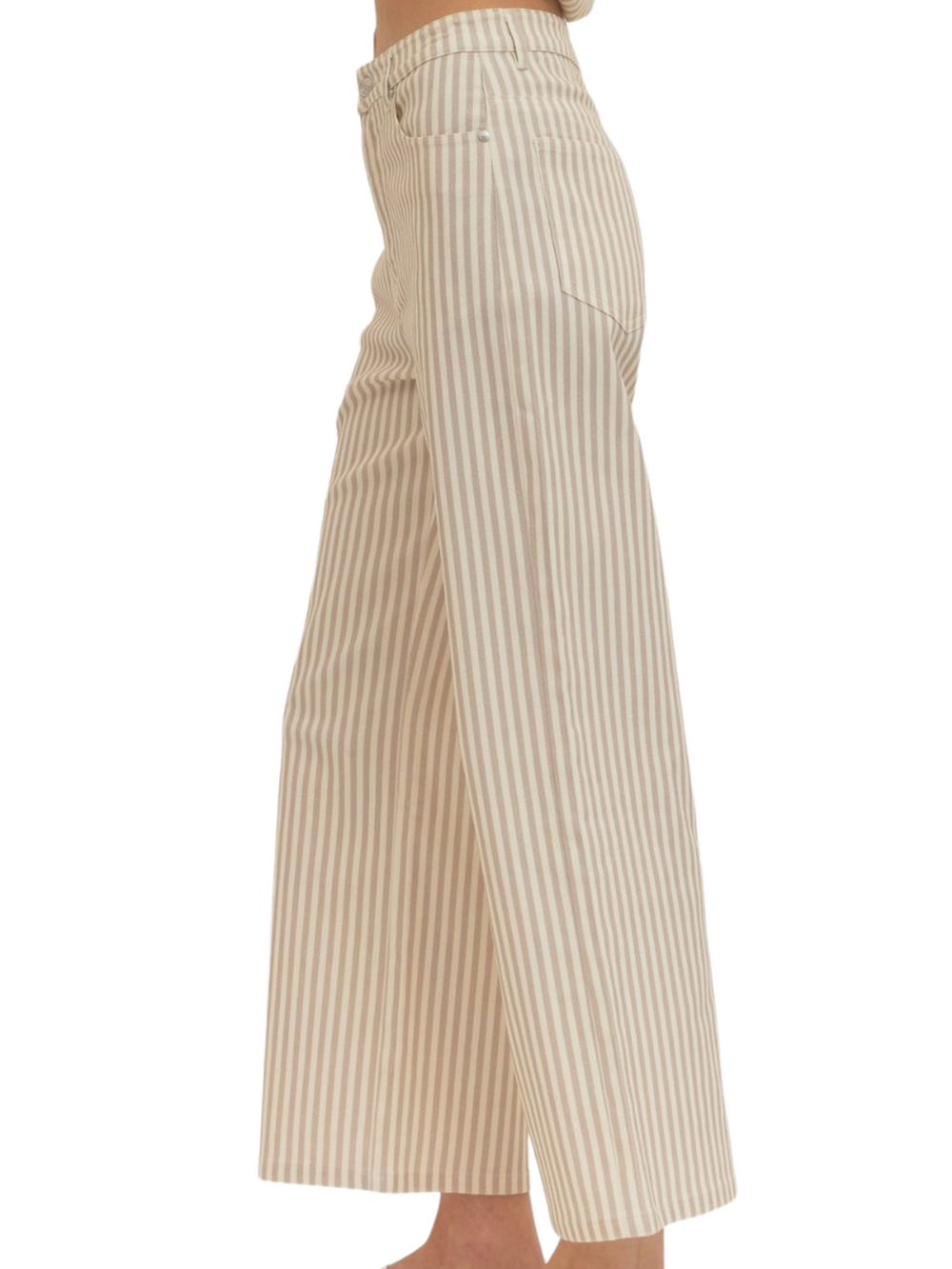 Stripe Wide-Leg Cropped Pants - High Call Outfitters