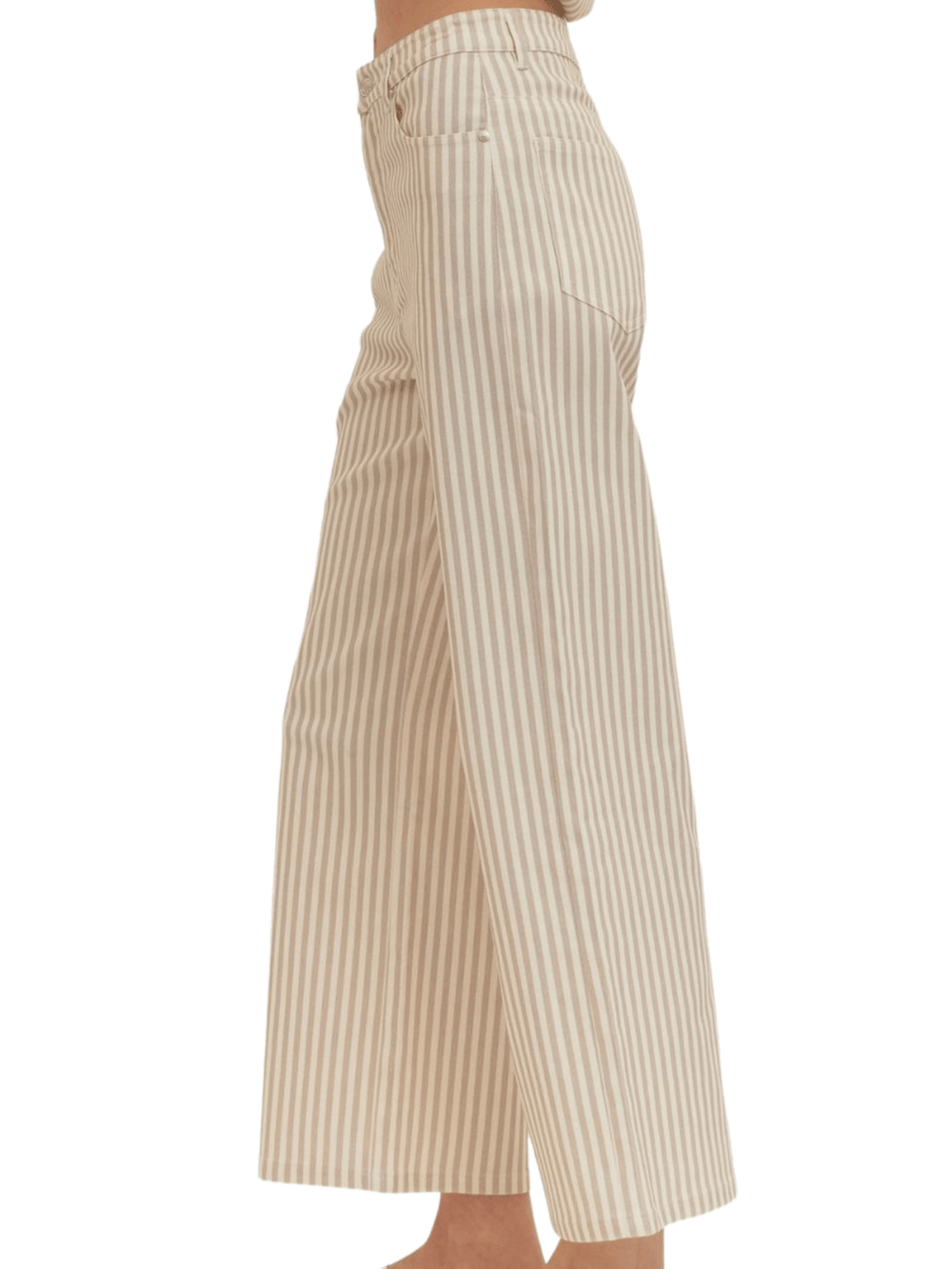 Stripe Wide - Leg Cropped Pants - High Call Outfitters