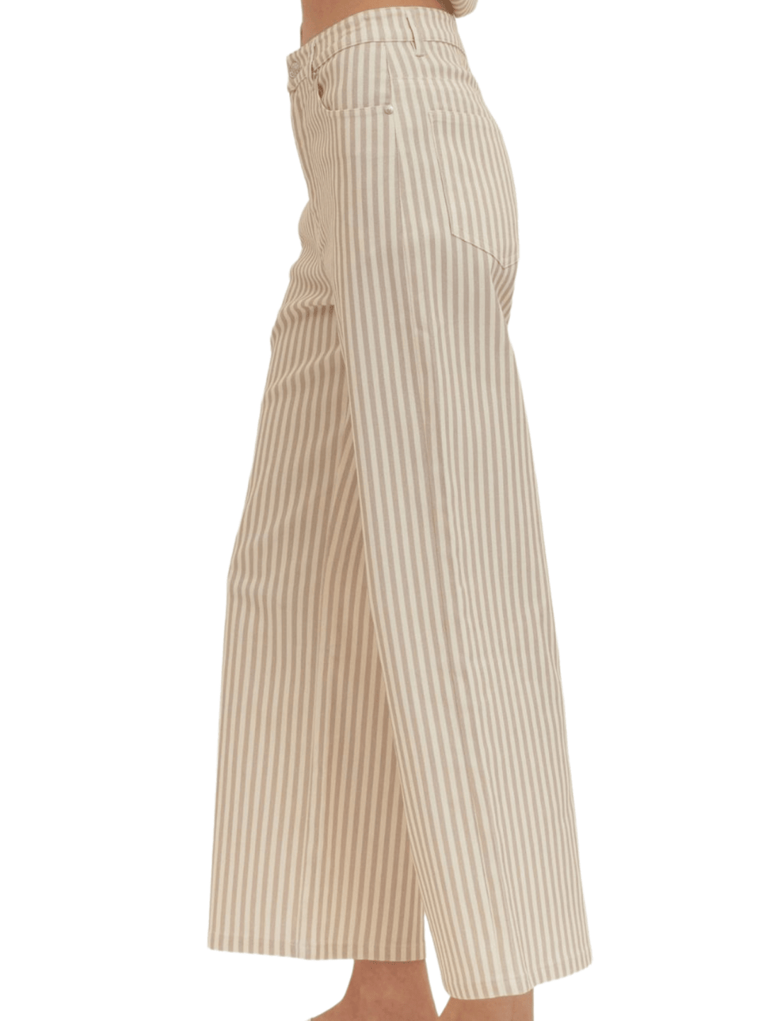 Stripe Wide - Leg Cropped Pants - High Call Outfitters